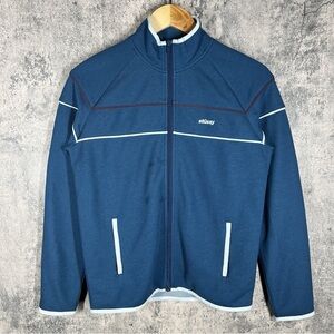 Stussy Navy Blue Lightweight Zip-Up Jacket with Light Blue Trim